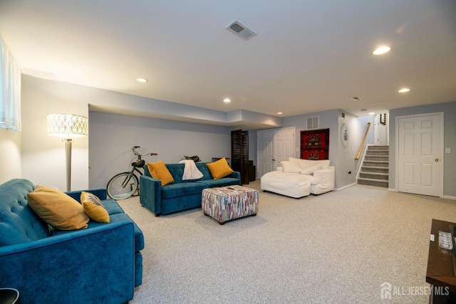 4 Linda Ct, Old Bridge, NJ 08879 - carpeted living room with recessed lighting and stairway