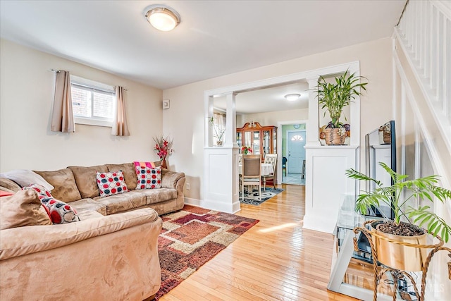 living room with wood-type flooring