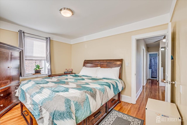 bedroom featuring light wood-type flooring