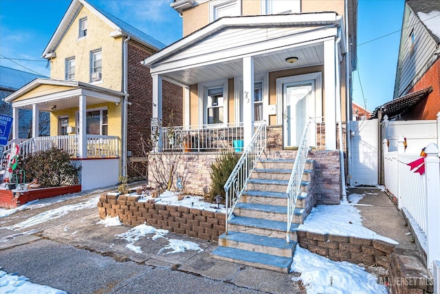 view of front of home featuring covered porch