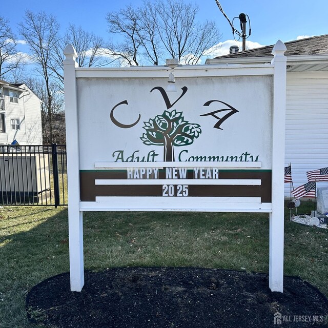 view of community sign