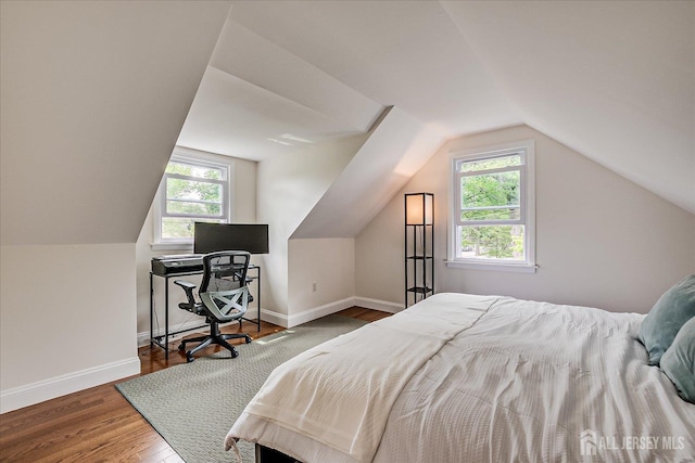 61 Thomas St, Metuchen, NJ 08840 - bedroom featuring vaulted ceiling, wood finished floors, and baseboards