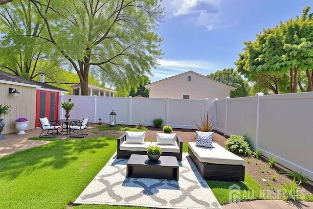 7 Mill Rd, Jamesburg, NJ 08831 - view of yard with a patio, an outbuilding, and an outdoor hangout area