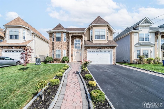 58 S Whittier St, Carteret, NJ 07008 - traditional home featuring a garage, a front lawn, and aphalt driveway