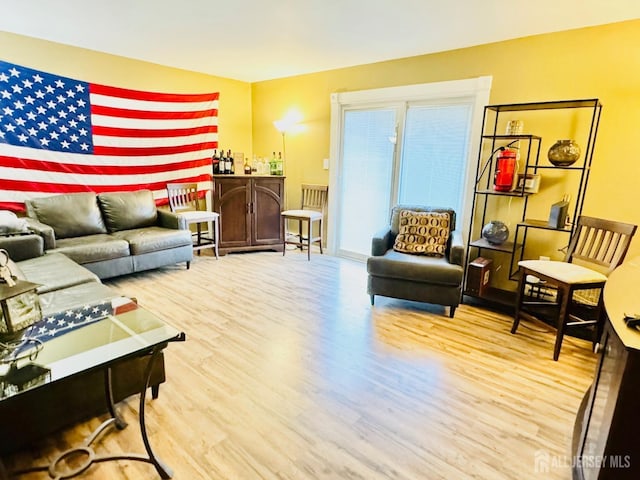 living area with wood finished floors