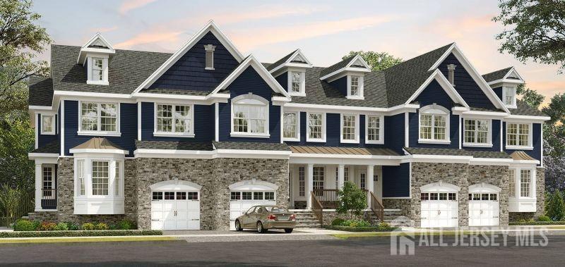 167 Valentino Dr, Old Bridge, NJ 08857 - view of front of house featuring a garage, stone siding, and a porch