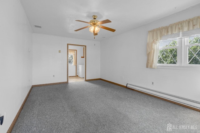 49 Charles Ter, Piscataway, NJ 08854 - spare room with a baseboard radiator, carpet, and a ceiling fan