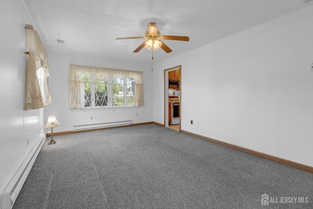 49 Charles Ter, Piscataway, NJ 08854 - carpeted spare room with baseboard heating, a baseboard heating unit, and a ceiling fan