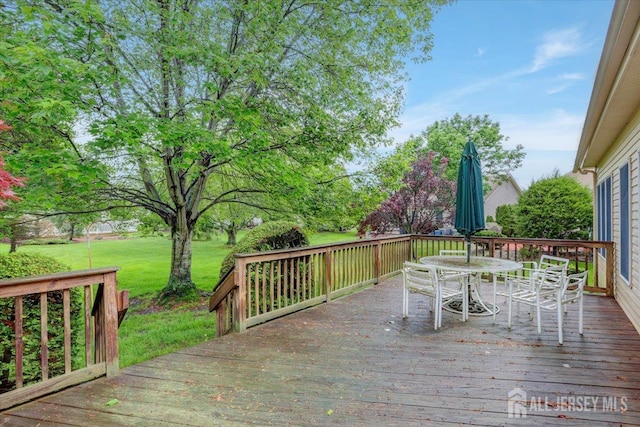 35 Brighton Ct, Monroe, NJ 08831 - deck with outdoor dining area and a yard