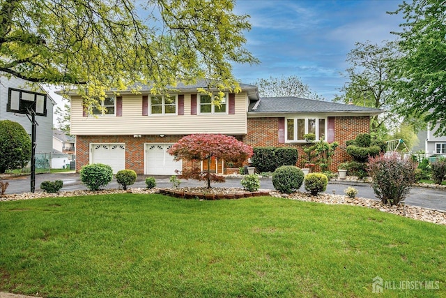 878 Beatrice Pkwy, Edison, NJ 08820 - split level home with brick siding, a garage, concrete driveway, and a front yard