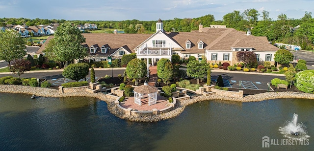 view from above of property with a large body of water
