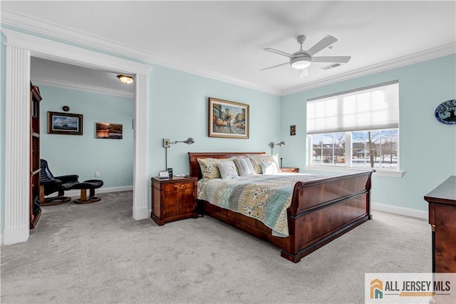 1109 Enclave Cir, Franklin, NJ 08873 - carpeted bedroom with crown molding, baseboards, and visible vents