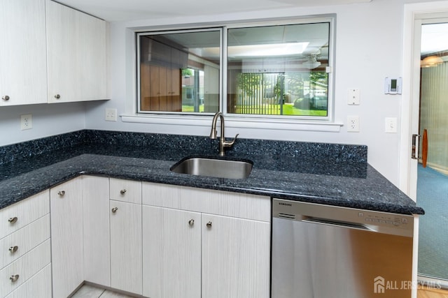 249 Doremus Dr Unit B, Monroe, NJ 08831 - kitchen featuring dishwasher, a sink, and dark stone countertops