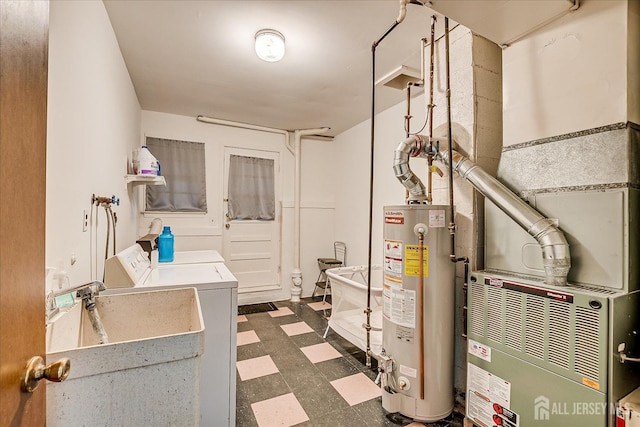 50 Lilac St, Edison, NJ 08817 - utilities with water heater, a sink, independent washer and dryer, and heating unit