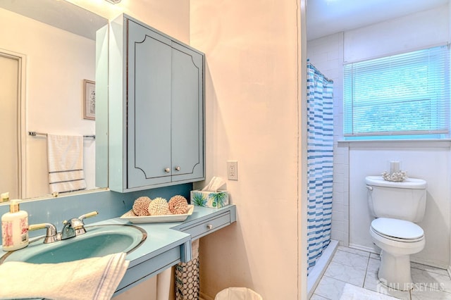 24 Grand Ave, South River, NJ 08882 - full bathroom with toilet, vanity, marble finish floors, and a shower with shower curtain