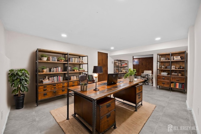 home office with recessed lighting