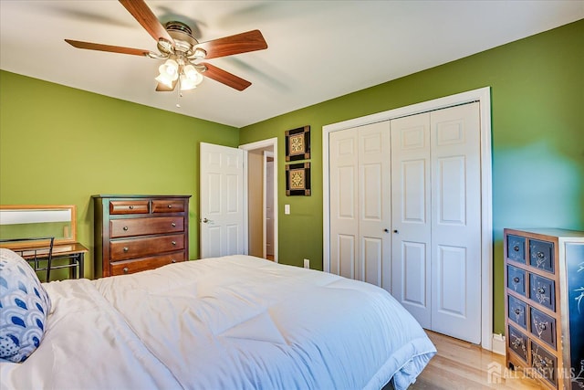 147 Smith St, South Plainfield, NJ 07080 - bedroom featuring a closet, wood finished floors, ceiling fan, and baseboards