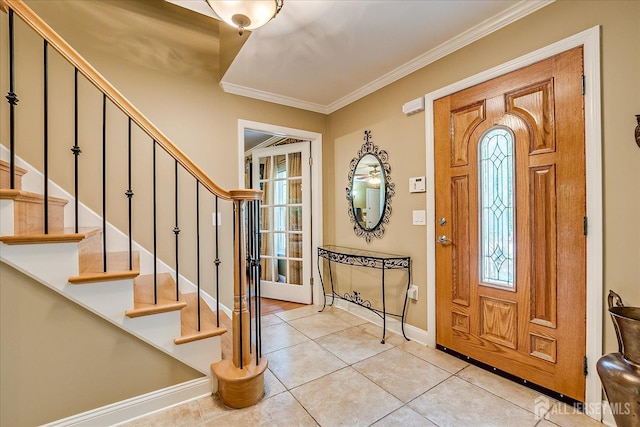 147 Smith St, South Plainfield, NJ 07080 - entrance foyer with plenty of natural light, stairway, and ornamental molding