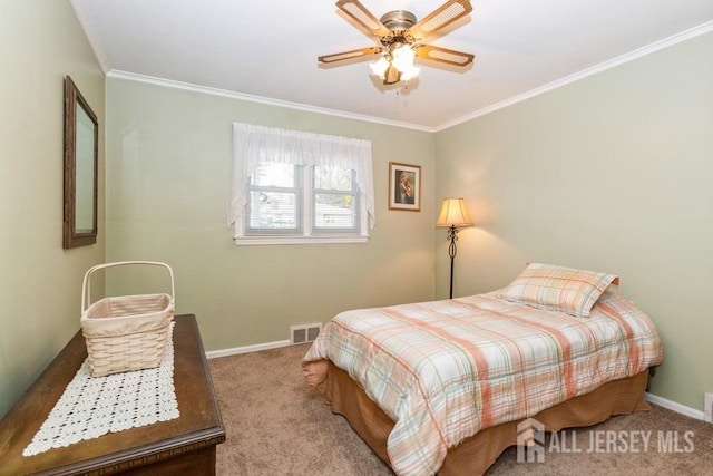 2338 Oxford Ave, South Plainfield, NJ 07080 - carpeted bedroom featuring ornamental molding and a ceiling fan