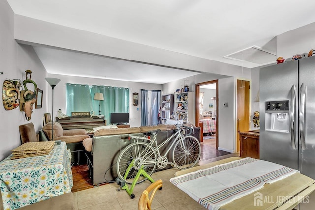 230 Creek Rd, Keansburg, NJ 07734 - tiled living room featuring attic access