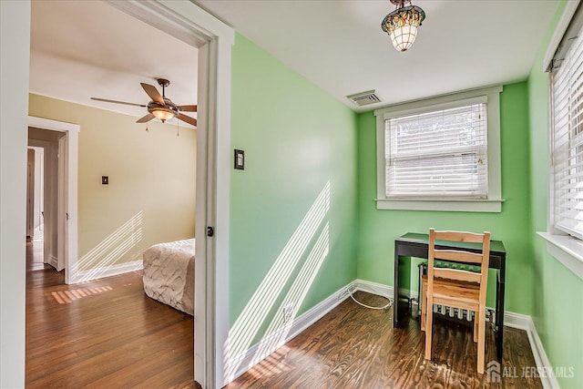 205 Midland Ave, Metuchen, NJ 08840 - home office featuring wood finished floors, a ceiling fan, and plenty of natural light