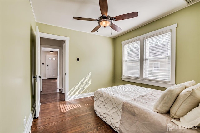 205 Midland Ave, Metuchen, NJ 08840 - bedroom with dark wood-style floors and ceiling fan