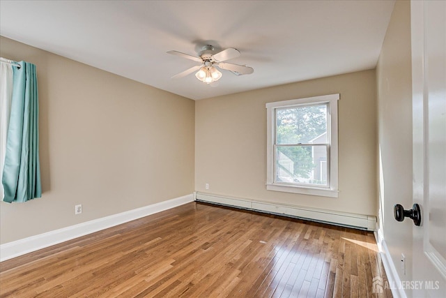 205 Midland Ave, Metuchen, NJ 08840 - unfurnished room featuring a baseboard radiator, wood-type flooring, and a ceiling fan