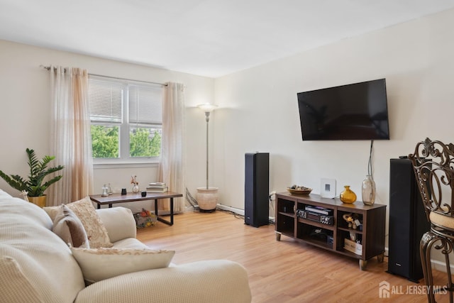 living area featuring light wood-type flooring