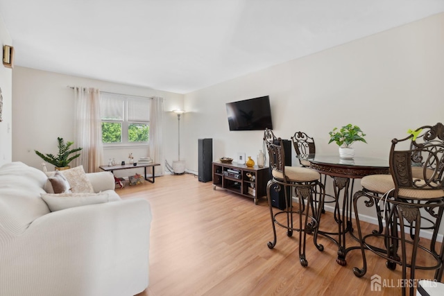 living area with wood finished floors