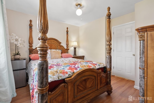 bedroom with light wood-style flooring