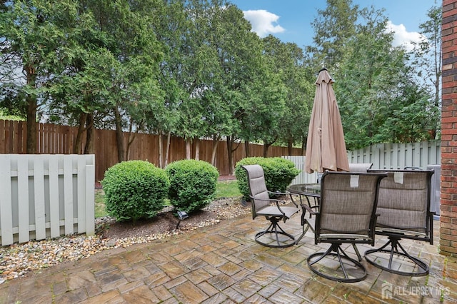 view of patio / terrace with outdoor dining space and a fenced backyard