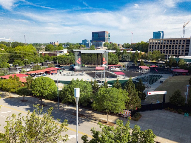 drone / aerial view featuring a city view