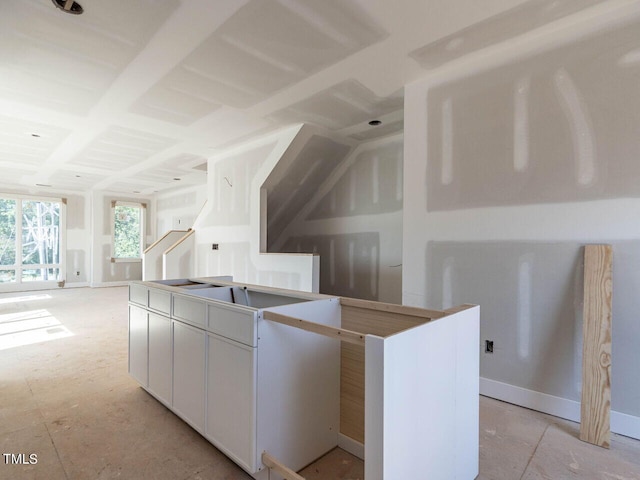 kitchen with white cabinets