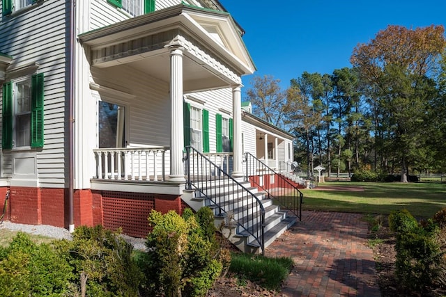 view of home's exterior with a porch