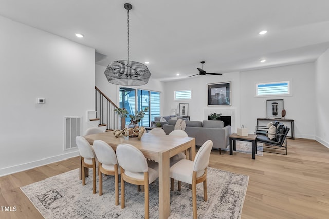 2601 Mayview Rd, Raleigh, NC 27607 - dining area with stairway, baseboards, recessed lighting, and visible vents