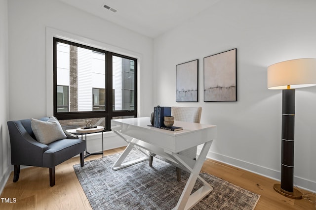 office area featuring hardwood / wood-style flooring