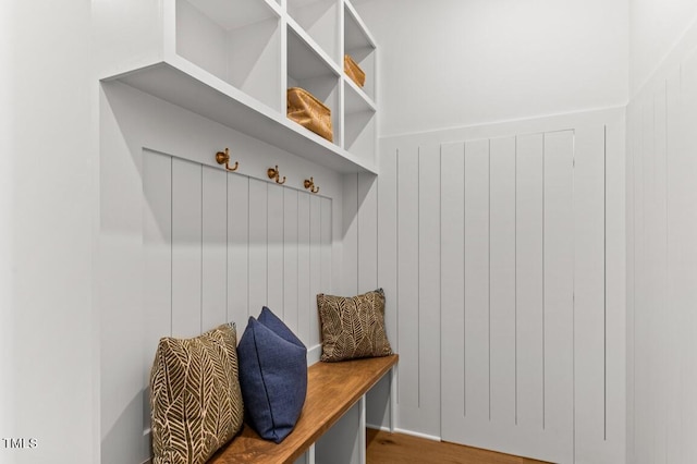 mudroom with hardwood / wood-style floors