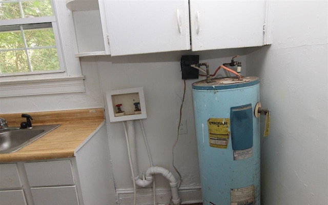 utility room featuring water heater and sink