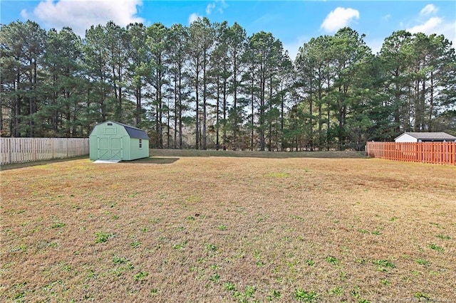 view of yard with a storage unit