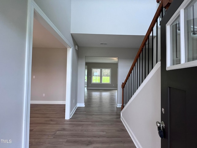 entryway featuring hardwood / wood-style flooring