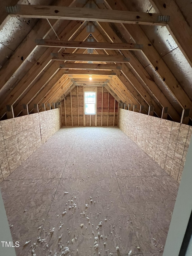 view of unfinished attic