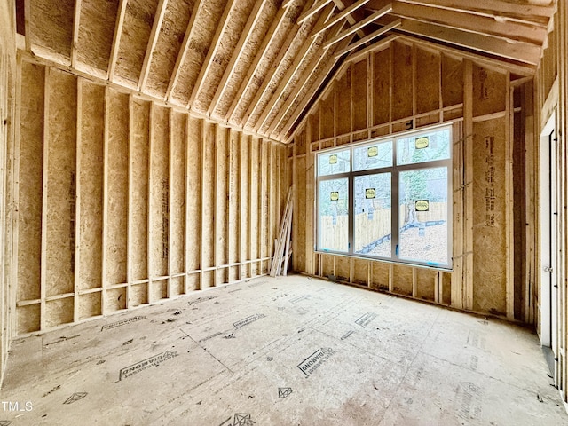 misc room featuring lofted ceiling