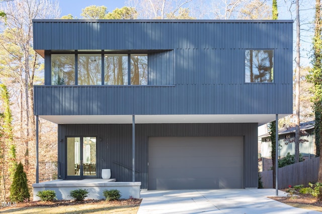 contemporary home featuring a garage