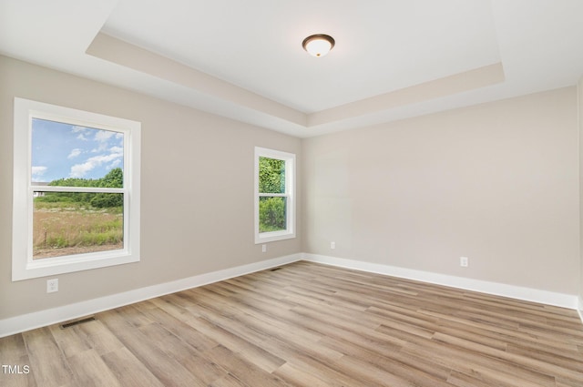 7327 Shawan Rd, Wendell, NC 27591 - spare room with a raised ceiling, light wood-style flooring, and baseboards