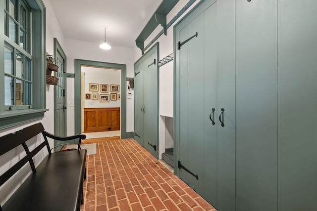 hallway with a barn door