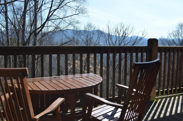 deck featuring a mountain view