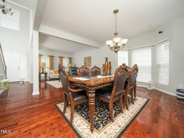 1209 Partington St, Wake Forest, NC 27587 - dining space with a chandelier, baseboards, and wood finished floors