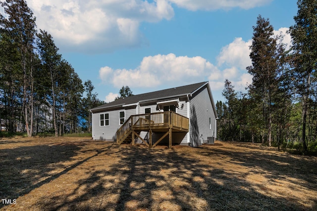 view of front of home with a wooden deck