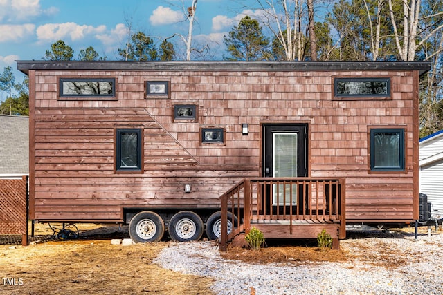 view of front of home with a deck