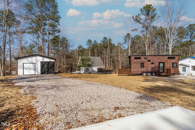 exterior space with a garage